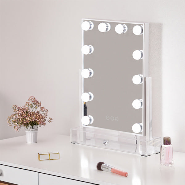 Livingandhome Rectangular Hollywood Vanity Mirror 36.5cm wide, UK version