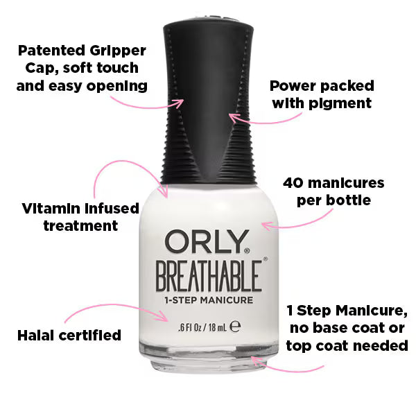 Orly Breathable Nail Polish White Tips 18ml, imported from the UK