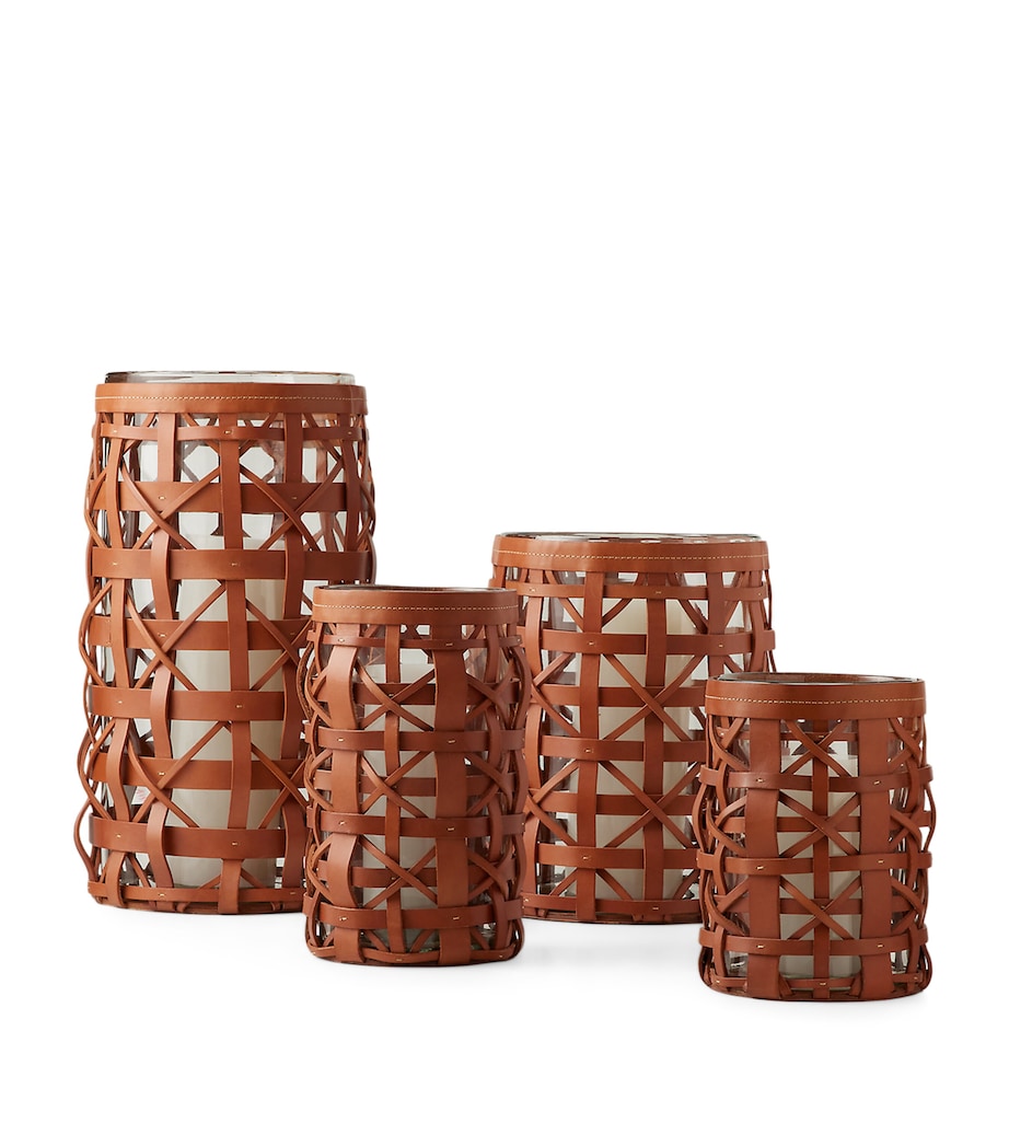 Ralph Lauren Medium Leather Preston Hurricane Candle Holder 30.5cm, imported from the UK