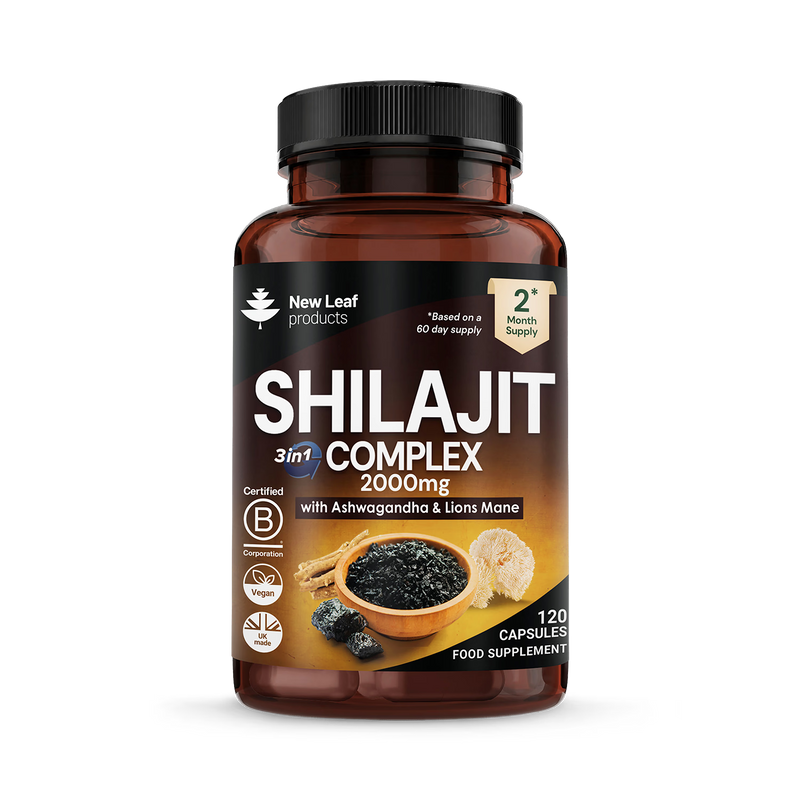 New Leaf Shilajit Complex food supplement 120 capsules, imported from the UK