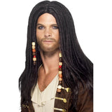 Smiffys black pirate wig with beads - British product