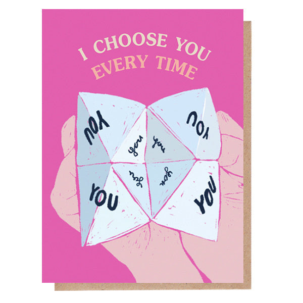 I Choose You greeting card origami fortune teller, UK version