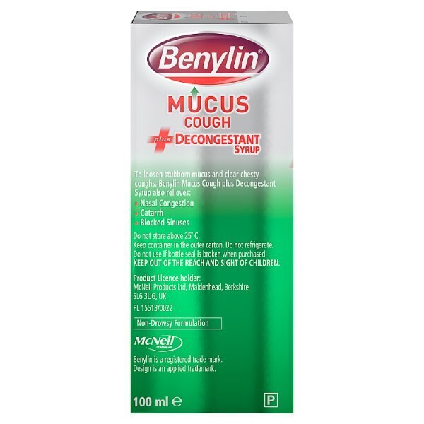 Benylin Mucus Cough Plus Decongestant Cough Syrup 100ml GOODS Superdrug   