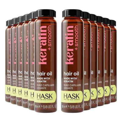 Superdrug Hask Keratin Smooth Smoothing Hair Oil 18ml 12 Pack- Buy online at McGrocer