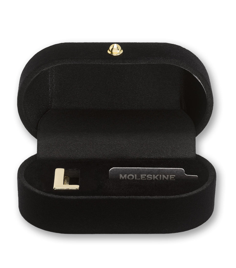 Moleskine gold-plated L notebook charm, imported from the UK