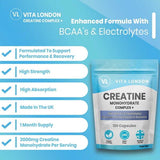 Vita London creatine supplement with BCAAs and electrolytes 120 capsules - British product
