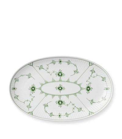 Harrods Royal Copenhagen Porcelain Green Fluted Plain Oval Assiette 23.5cm- Buy online at McGrocer