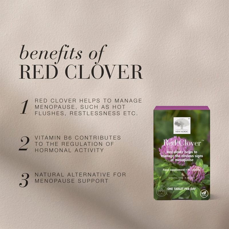 New Nordic Red Clover menopause supplement 30 tablets, UK version