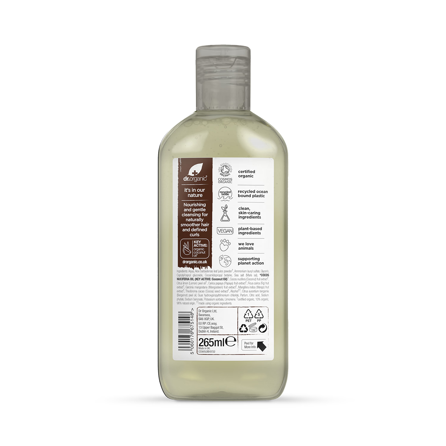 Dr Organic Virgin Coconut Oil Shampoo 265ml, UK version