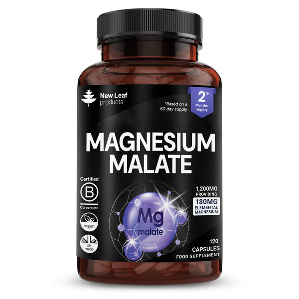 New Leaf Magnesium Malate High Strength 120 Capsules, imported from the UK