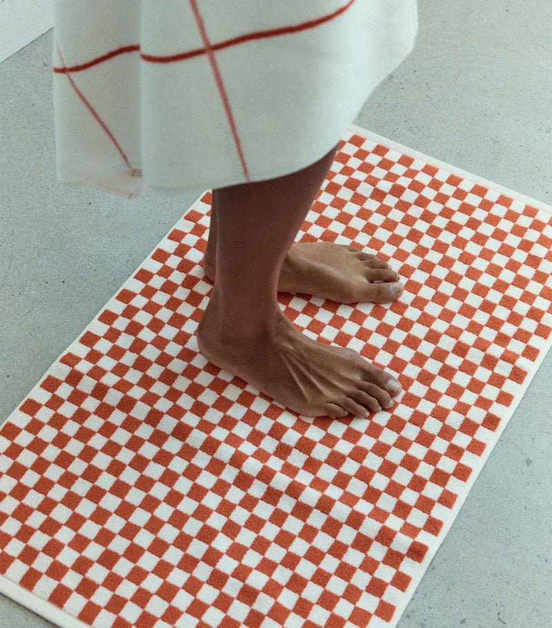 BAINA Check Beppu organic cotton bath mat 50x80cm (British brand)