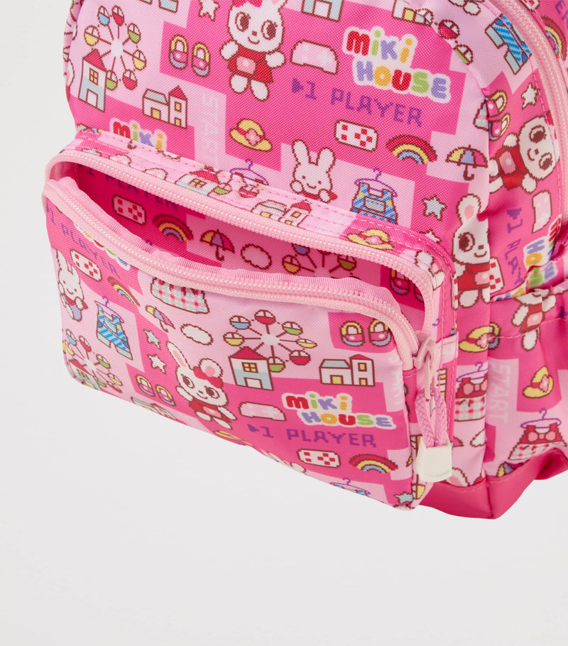 Miki House pixel art backpack with Usako the Bunny mascot (British brand)