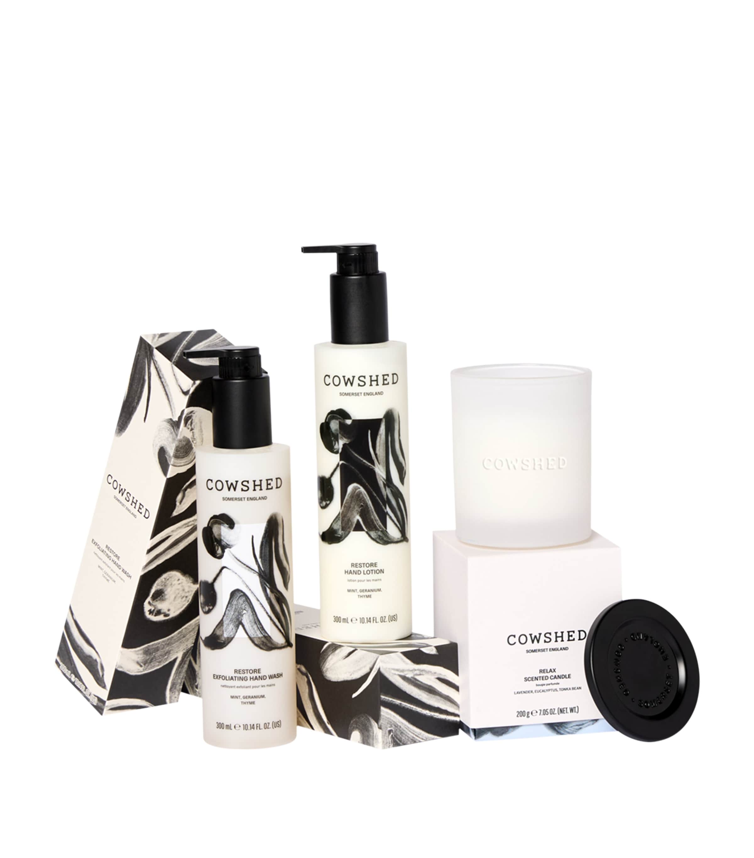 Cowshed House Proud Gift Set with candle, hand wash, and lotion, imported from the UK