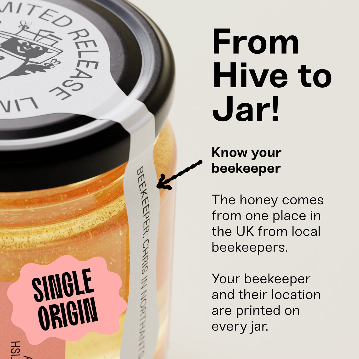 Black Bee Starflower honey 227g glass jar - British product