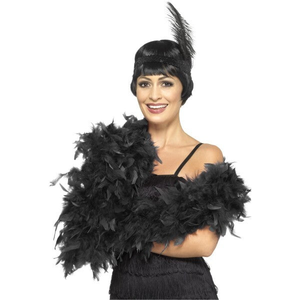 Smiffys Deluxe Federboa 180cm schwarz, UK-Version