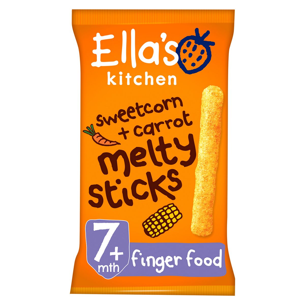 Ella's Kitchen Organic Sweetcorn and Carrot Melty Sticks Baby Snack 7+ Months 16g GOODS Boots   