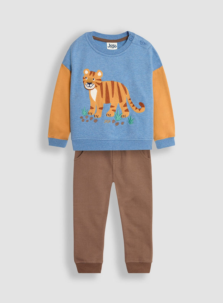 JOJO MAMAN BÉBÉ Tiger Applique Sweatshirt & Jogger Set 6-7 Years