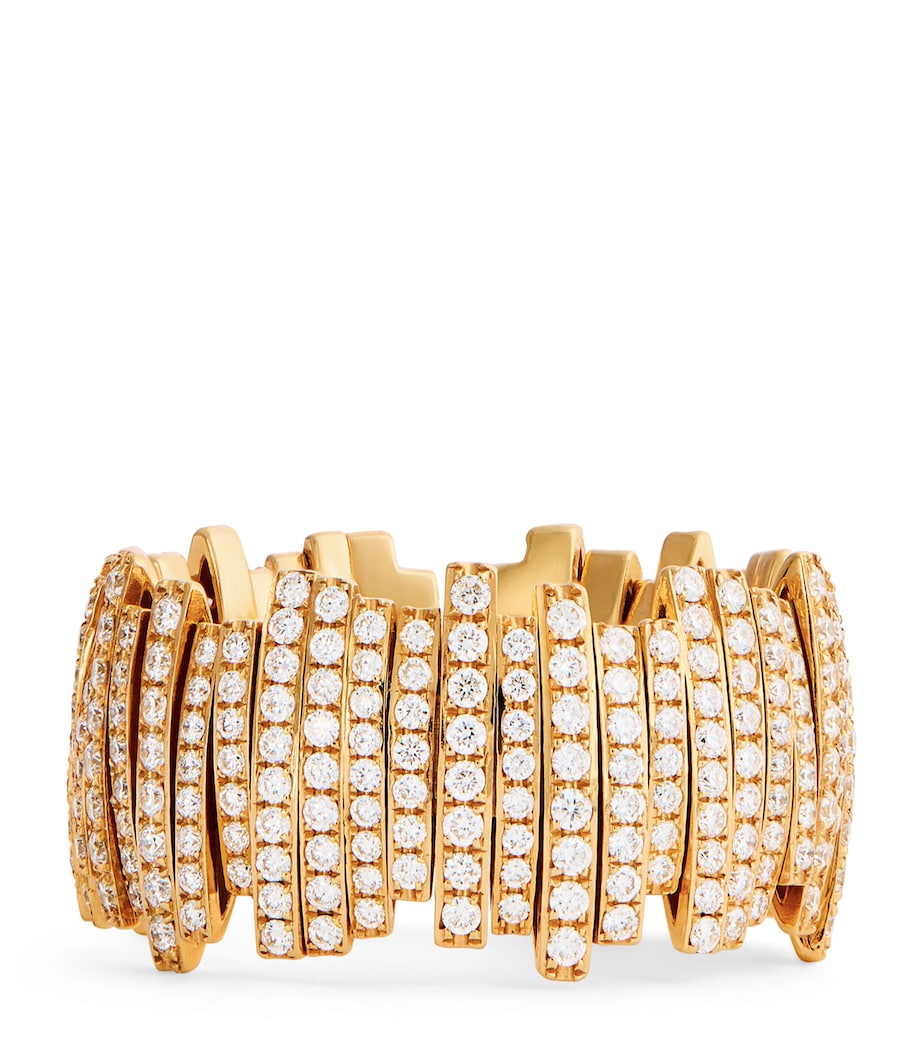 Suzanne Kalan yellow gold full pave deco ring size 7 (British brand)