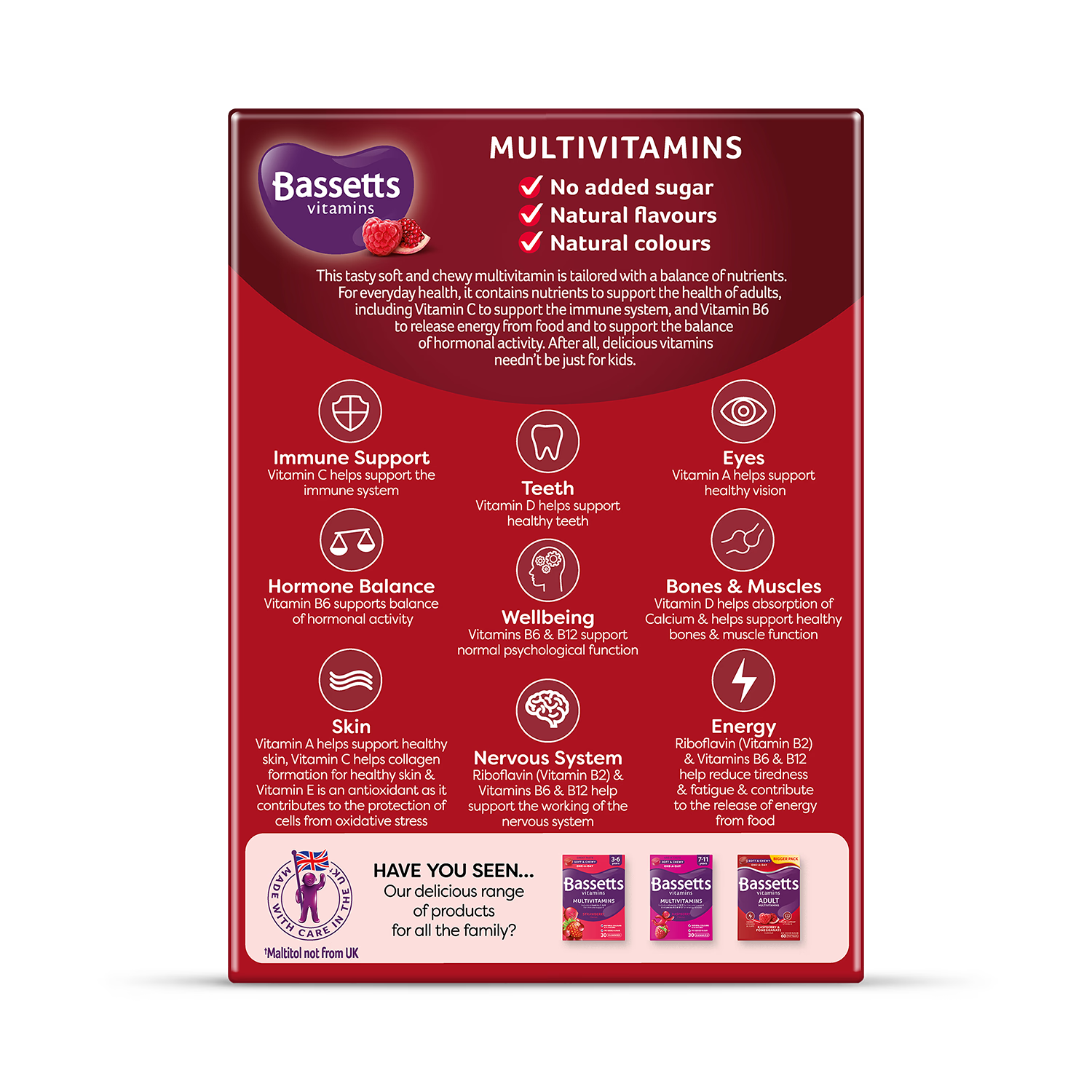 Bassetts adult multivitamins raspberry pomegranate pastilles 30 count (British brand)