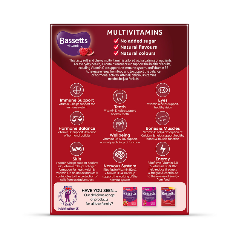 Bassetts adult multivitamins raspberry pomegranate pastilles 30 count (British brand)