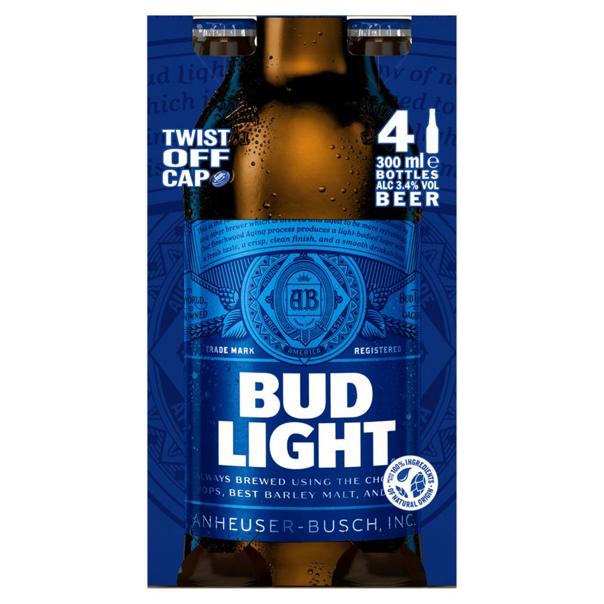 Bud Light Beer 4 x 300ml GOODS ASDA   