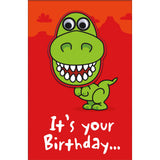 Carlton Kids Birthday Card with Fun T-Rex Dinosaur Greeting Card GOODS Sainsburys   