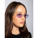 SVNX oval frame sunglasses with lilac lenses (British brand)