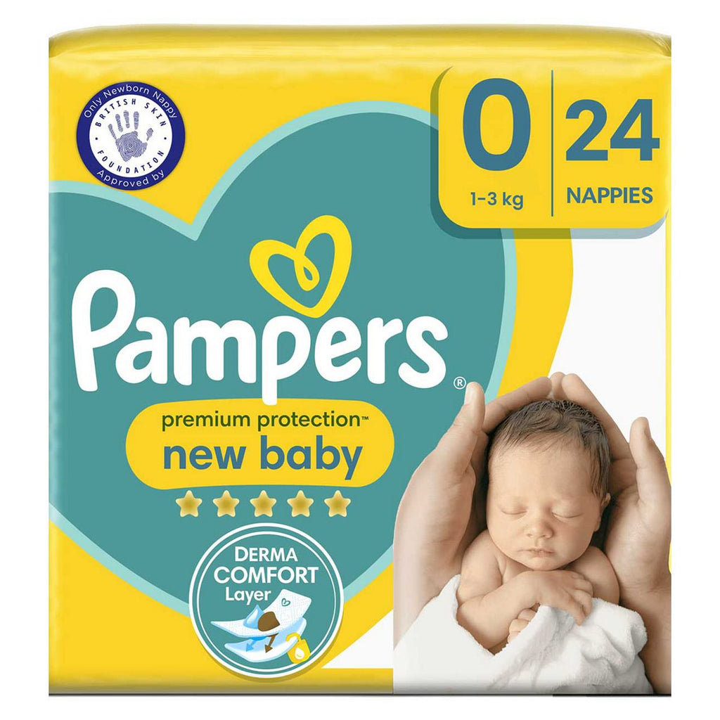 Pampers New Baby Size 0, 24 Newborn Nappies, <3kg, Carry Pack