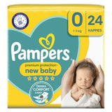 Pampers New Baby Size 0, 24 Newborn Nappies, <3kg, Carry Pack Baby Accessories & Cleaning Boots   