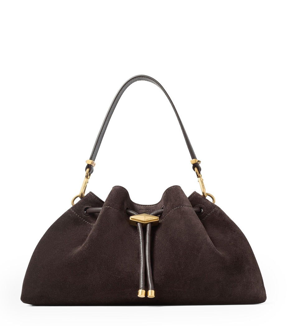 Jimmy Choo Medium Cinch Suede Shoulder Bag, imported from the UK