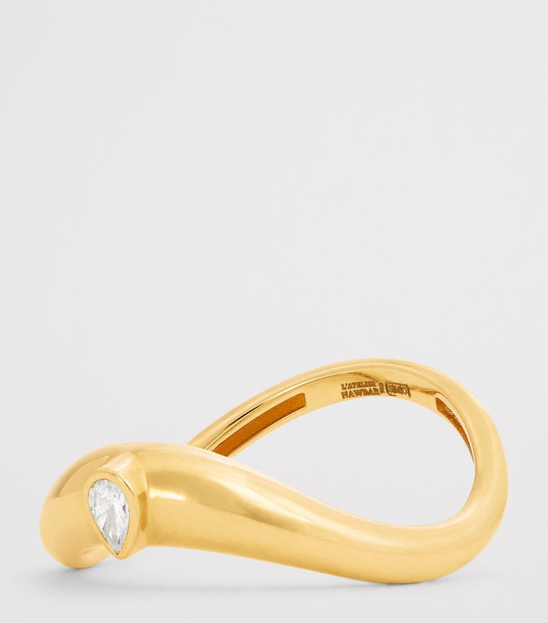 L'Atelier Nawbar yellow gold diamond stackable ring (British brand)