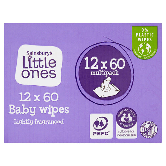 Little Ones Fragranced Bio Baby Wipes 12x60 baby wipes Sainsburys   