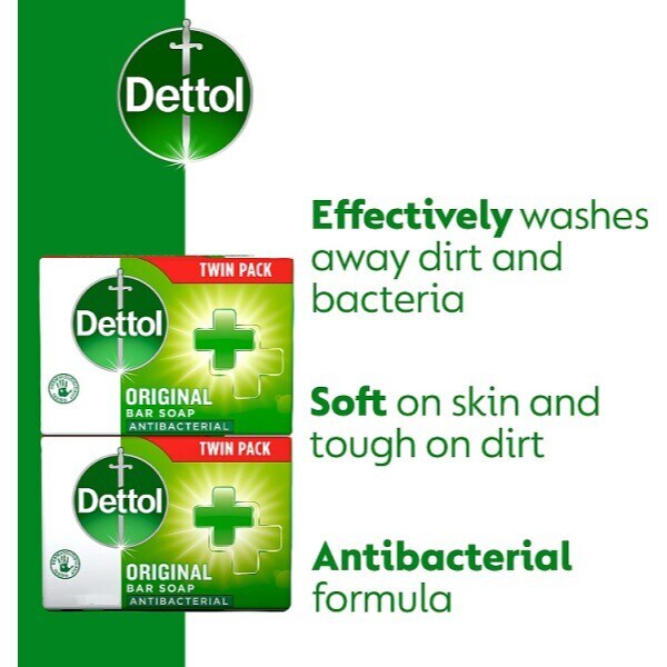 Dettol Original Antibacterial Hand Soap Bar 2 X 100g GOODS Superdrug   