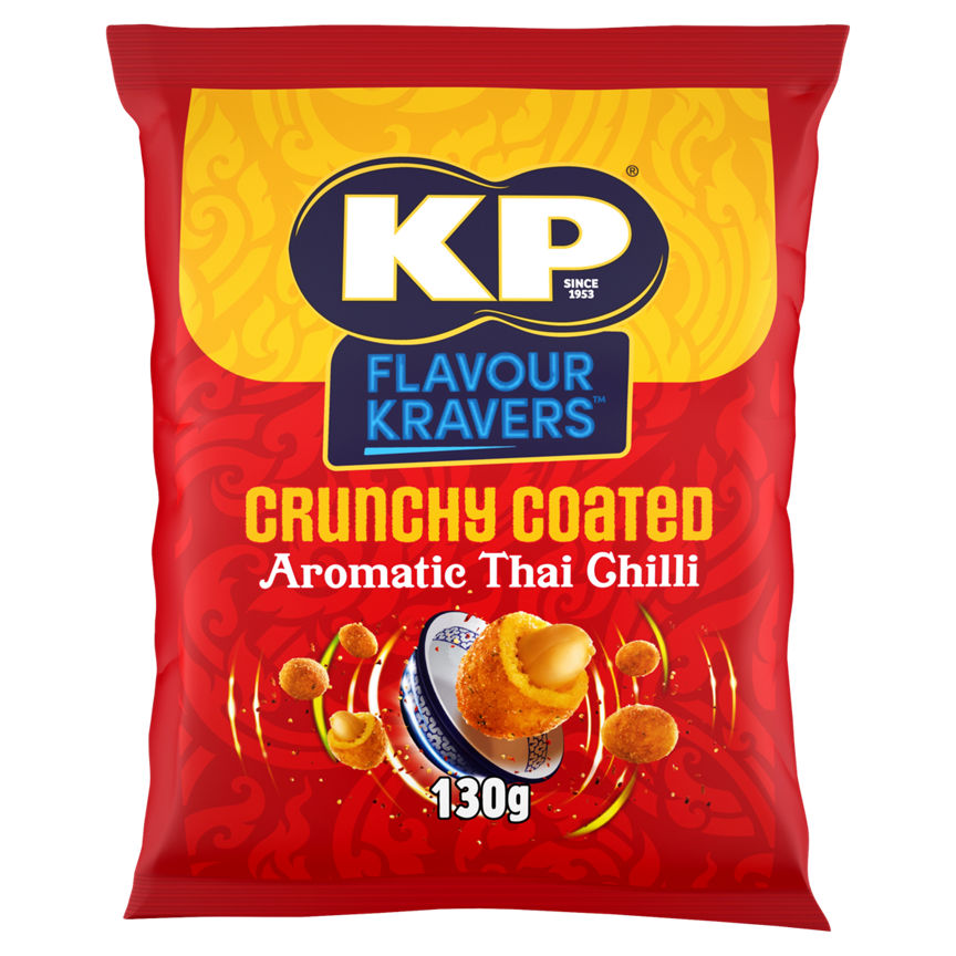 KP Flavour Kravers Crunchy Coated Aromatic Thai Chilli Flavour Peanuts 130g