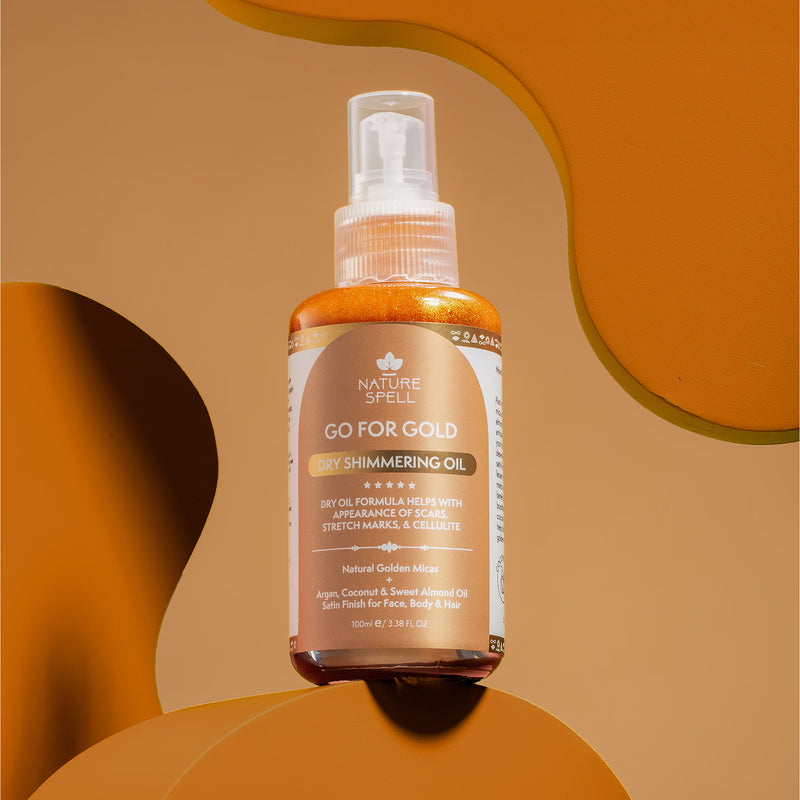 Nature Spell Go For Gold shimmering oil 100ml, imported from the UK