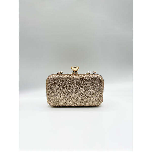 SVNX Daisy Embellished Clutch Bag gold, imported from the UK