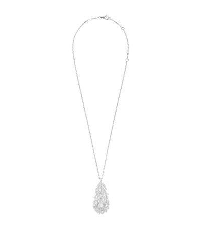 Harrods Boucheron Medium White Gold and Diamond Plume de Paon Necklace- Buy online at McGrocer