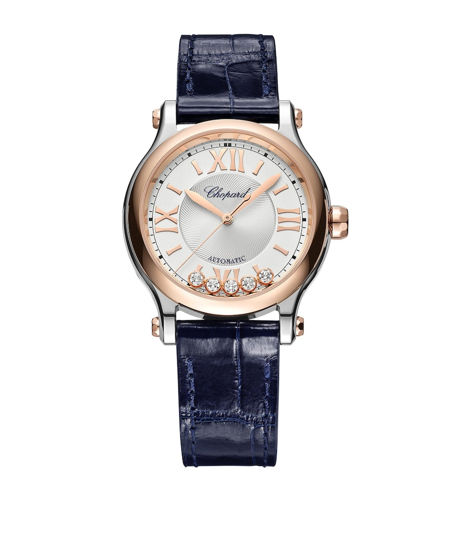 Chopard Happy Sport automatic watch 33mm rose gold and diamonds (British brand)