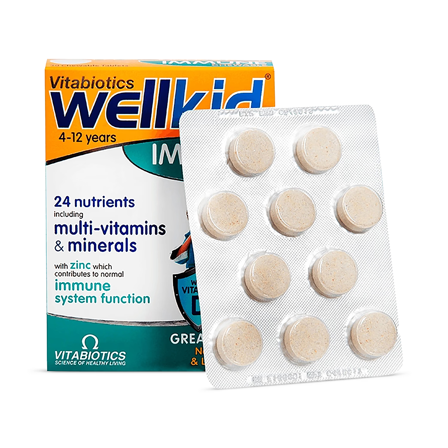 Vitabiotics Wellkid Immune chewable multivitamins 30 count (British brand)