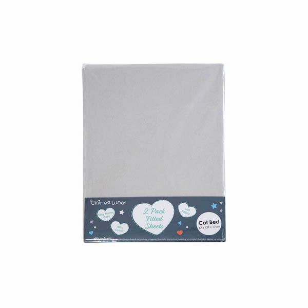 Clair De Lune Fitted Sheet Twin Pack Cot Grey GOODS Superdrug Grey  