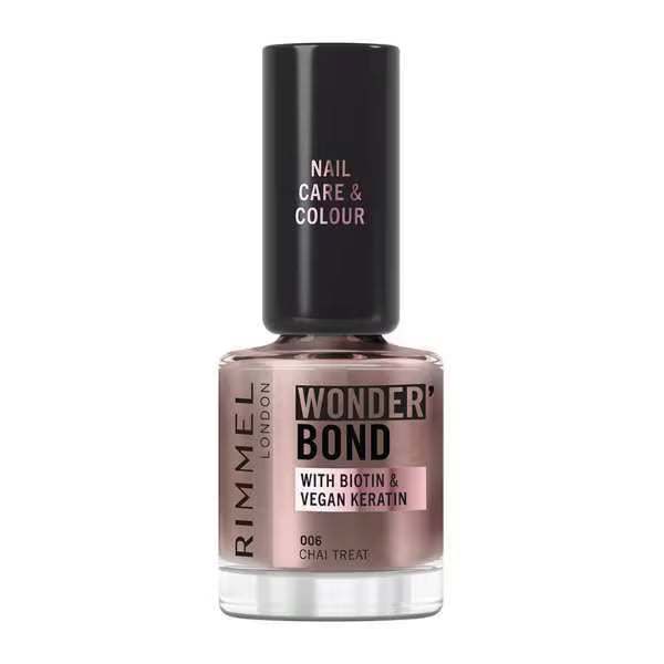 Rimmel Wonder'Bond nail polish 006 Chai Treat, imported from the UK