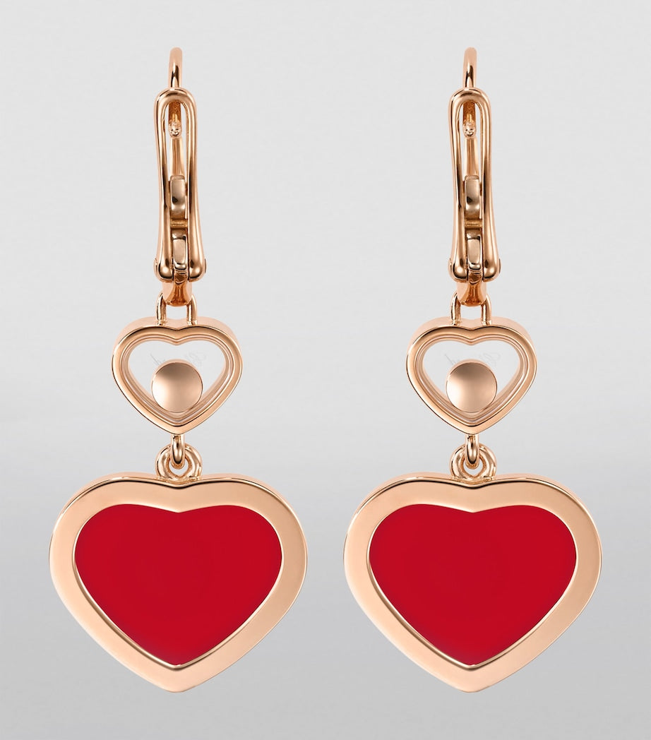 Chopard Happy Hearts earrings rose gold carnelian moving diamond, UK version