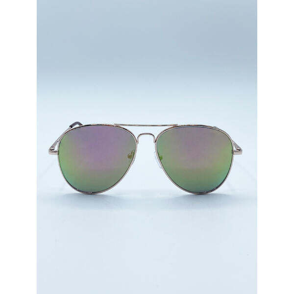 SVNX gold frame aviator sunglasses with mirrored pink lenses (British brand)