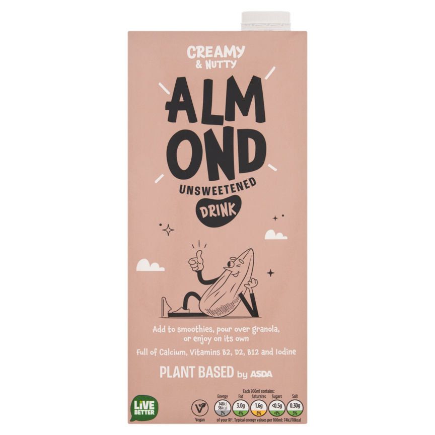 Plant Based by ASDA Almond Unsweetened Drink 1 Litre GOODS ASDA   