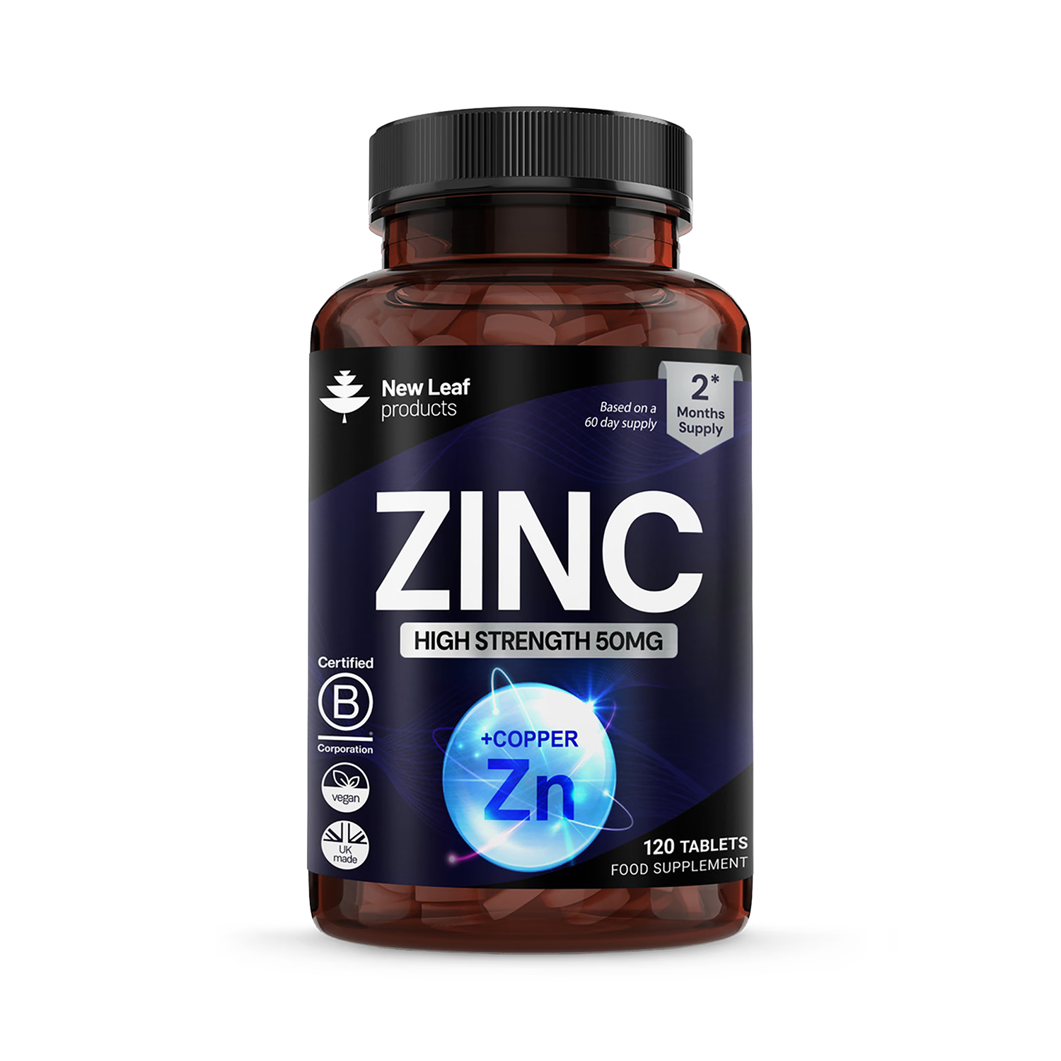 New Leaf zinc tablets 120 count, UK version
