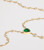 Jacquie Aiche yellow gold Sophia necklace with diamonds and emerald (British brand)