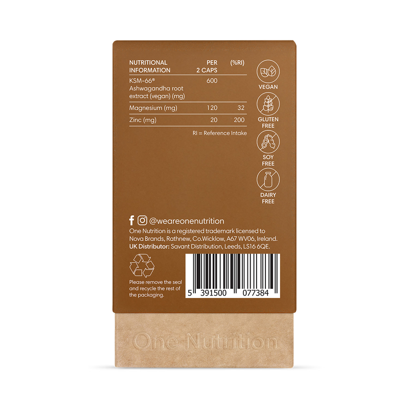 One Nutrition Ashwagandha supplement 60 capsules (British brand)