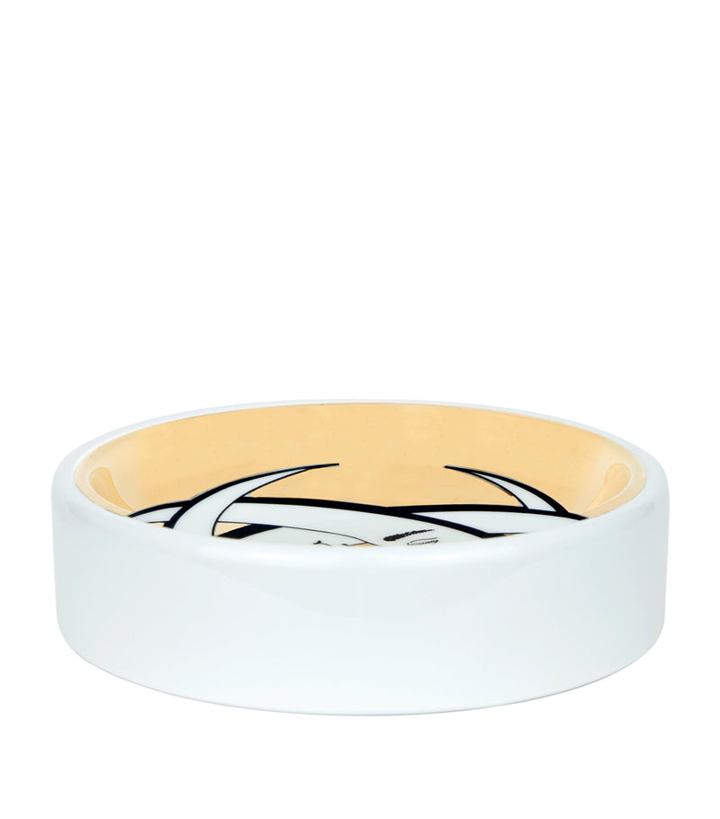 Fornasetti porcelain ashtray with interwoven crescents design 3.5cm x 13cm - British product