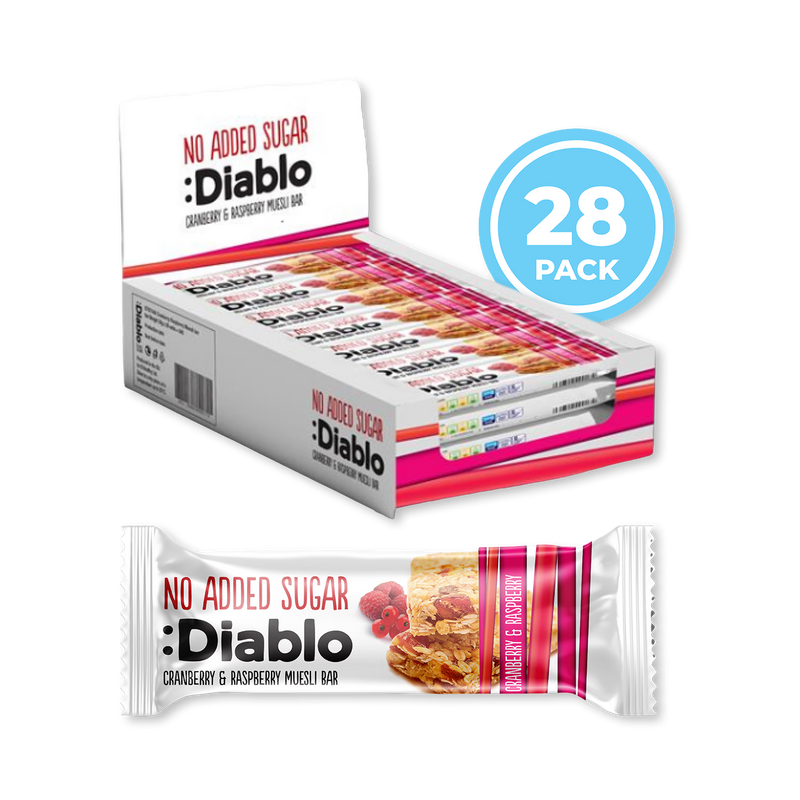 Diablo no added sugar muesli bars cranberry raspberry 30g, UK version