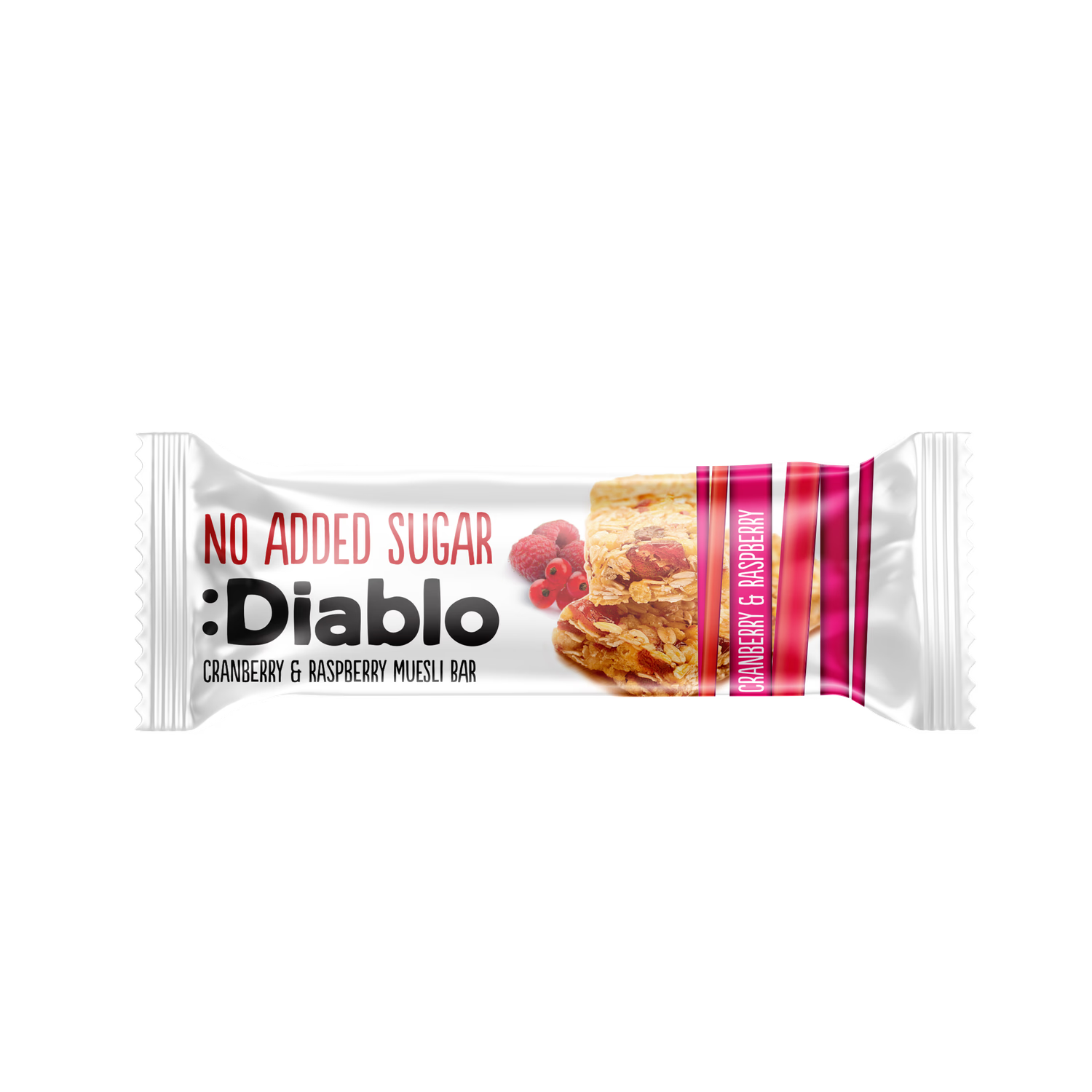 Diablo no added sugar muesli bars cranberry raspberry 30g, UK version